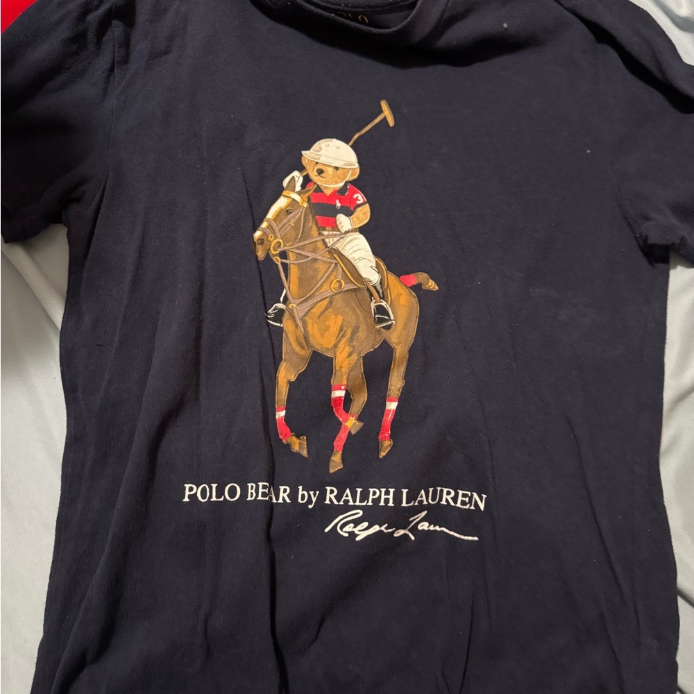 Kids Ralph Lauren Navy Polo Bear Tee